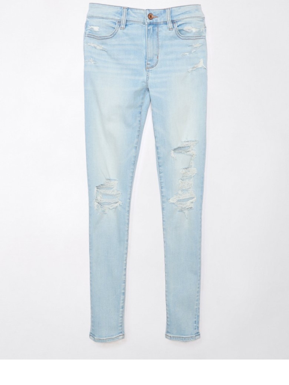 American Eagle Outfitters Light Blue Low-Rise Ripped Women's Jeans - Picture 2 of 6